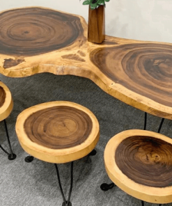 Bàn cafe gỗ me tây nguyên tấm