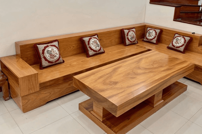 Bàn sofa gỗ phòng khách làm từ gỗ gõ đỏ