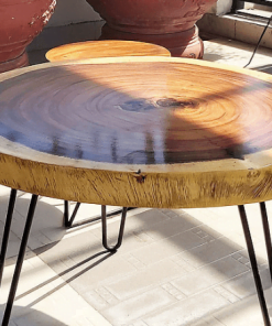 Bàn cafe gỗ me tây chân sắt