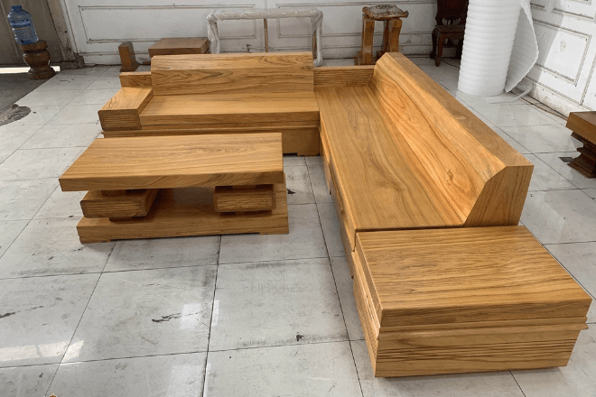 Bàn ghế sofa gỗ nguyên khối sang trọng